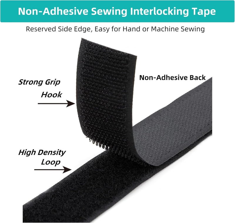 SICCOMA Sew on Hook and Loop Tape 1.5 Inch Wide,16.4 Feet Non-Adhesive Back Sewing Hook and Loop Strips Sewing Fastener Fabric Fastener Non Adhesive Interlocking Tape - Image 4
